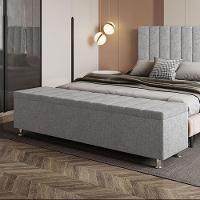 Calçadeira Baú Recamier Estofado King 195 Cm ônix Linho Cinza - 1