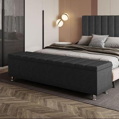 Calçadeira Baú Recamier Estofado Casal 140 Cm ônix Veludo Preto