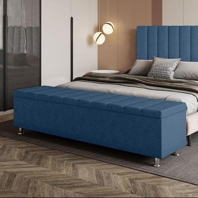 Calçadeira Baú Recamier Estofado King 195 Cm ônix Veludo Azul Marinho