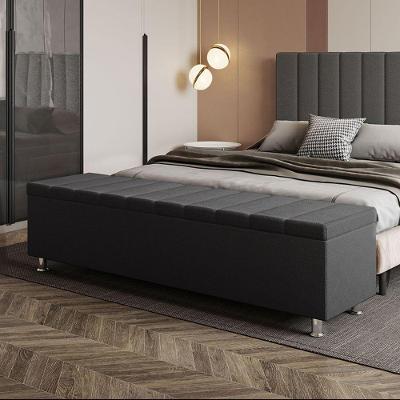 Calçadeira Baú Recamier Estofado King 195 Cm ônix Corino Preto