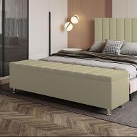 Calçadeira Baú Recamier Estofado King 195 Cm ônix Corino Bege - 1
