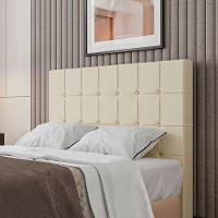 Cabeceira Estofada Solteiro 90 Cm Turmalina Linho Creme - 1