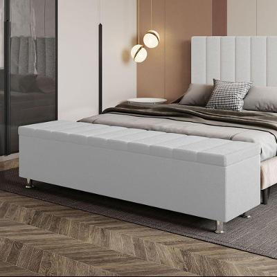 Calçadeira Baú Recamier Estofado Casal 140 Cm ônix Corino Branco