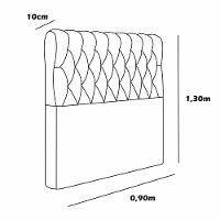 Cabeceira Estofada Solteiro 90 Cm Topázio Veludo Bege - 3