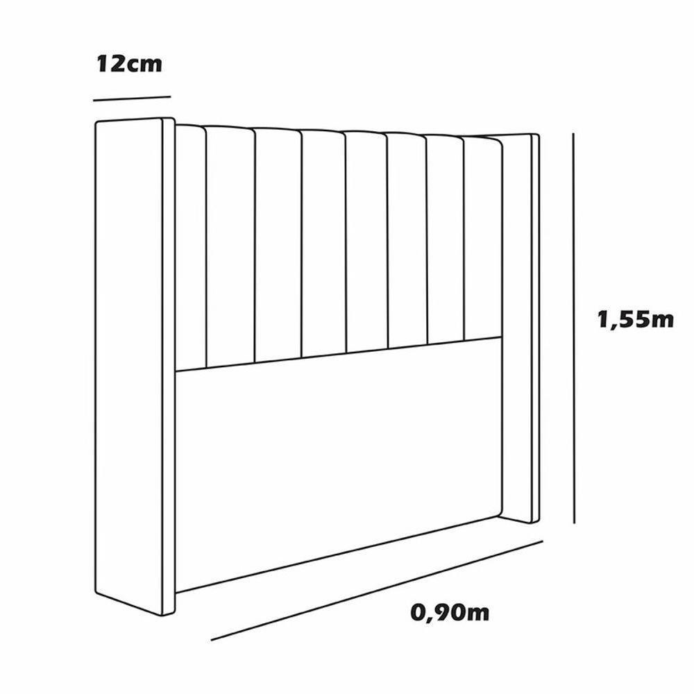 Cabeceira Estofada Solteiro 90 Cm Turquesa Veludo Cinza - 3