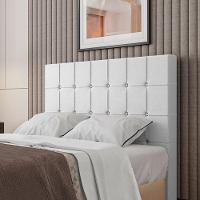 Cabeceira Estofada Solteiro 90 Cm Turmalina Corino Branco - 1