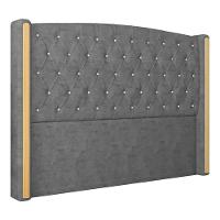 Cabeceira Estofada Solteiro 90 Cm Zirconio Veludo Cinza - 2