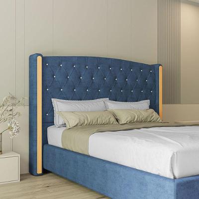 Cabeceira Estofada Solteiro 90 Cm Zirconio Veludo Azul Marinho