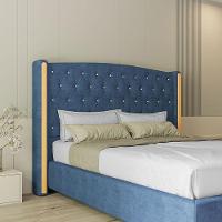 Cabeceira Estofada Solteiro 90 Cm Zirconio Veludo Azul Marinho - 1
