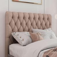 Cabeceira Estofada Solteiro 90 Cm Topázio Veludo Rose - 1