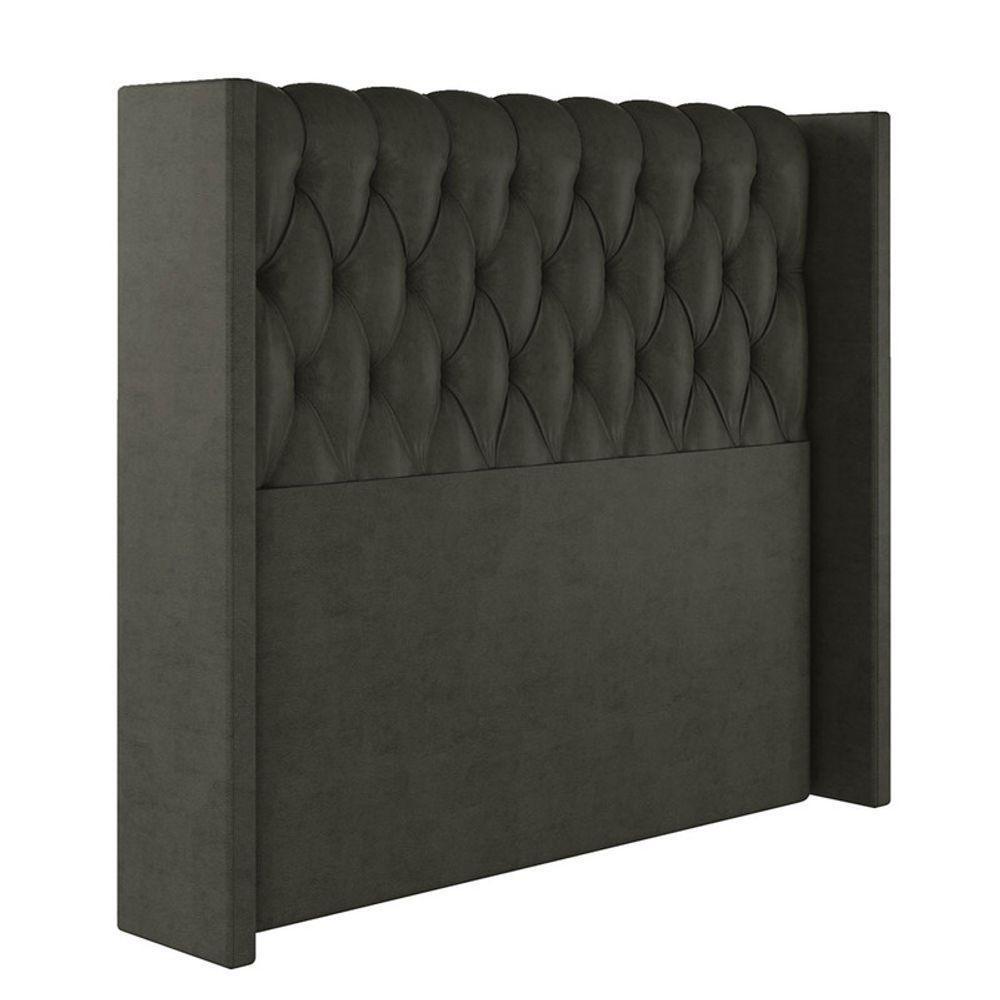 Cabeceira Estofada Solteiro 90 Cm Pérola Veludo Marrom - 2