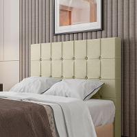 Cabeceira Estofada Queen 160 Cm Turmalina Corino Bege - 1