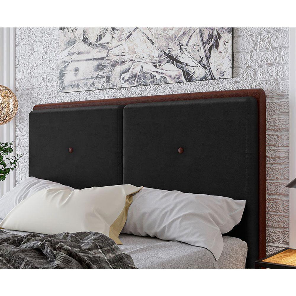 Cabeceira Estofada Queen 160 Cm Coral Veludo Preto - 2