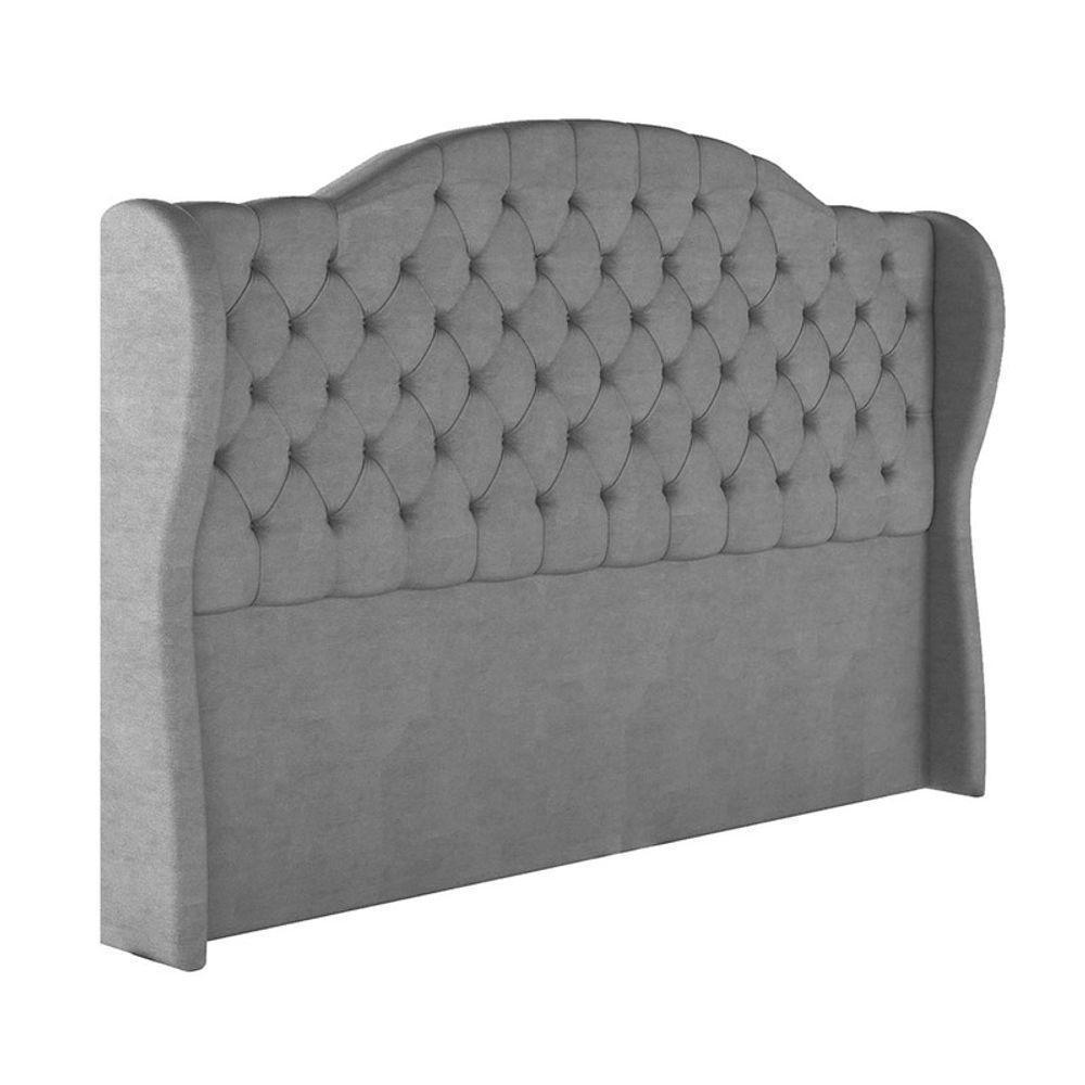 Cabeceira Estofada Queen 160 Cm Cristal Veludo Cinza - 2