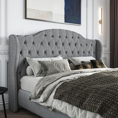 Cabeceira Estofada Queen 160 Cm Cristal Veludo Cinza