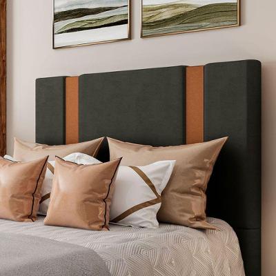 Cabeceira Estofada Queen 160 Cm Ametista Veludo Marrom