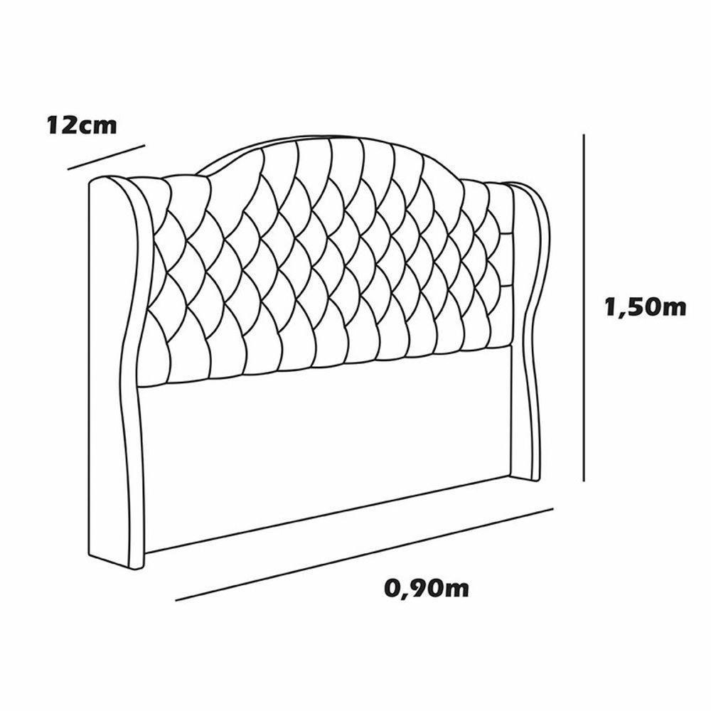 Cabeceira Estofada Solteiro 90 Cm Cristal Veludo Terracota - 3