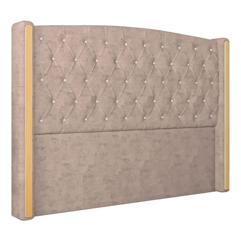 Cabeceira Estofada King 195 Cm Zirconio Veludo Rose - 2
