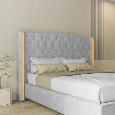 Cabeceira Estofada Queen 160 Cm Zirconio Linho Cinza