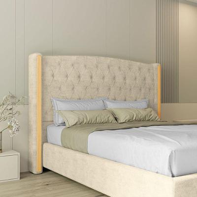 Cabeceira Estofada Queen 160 Cm Zirconio Veludo Bege