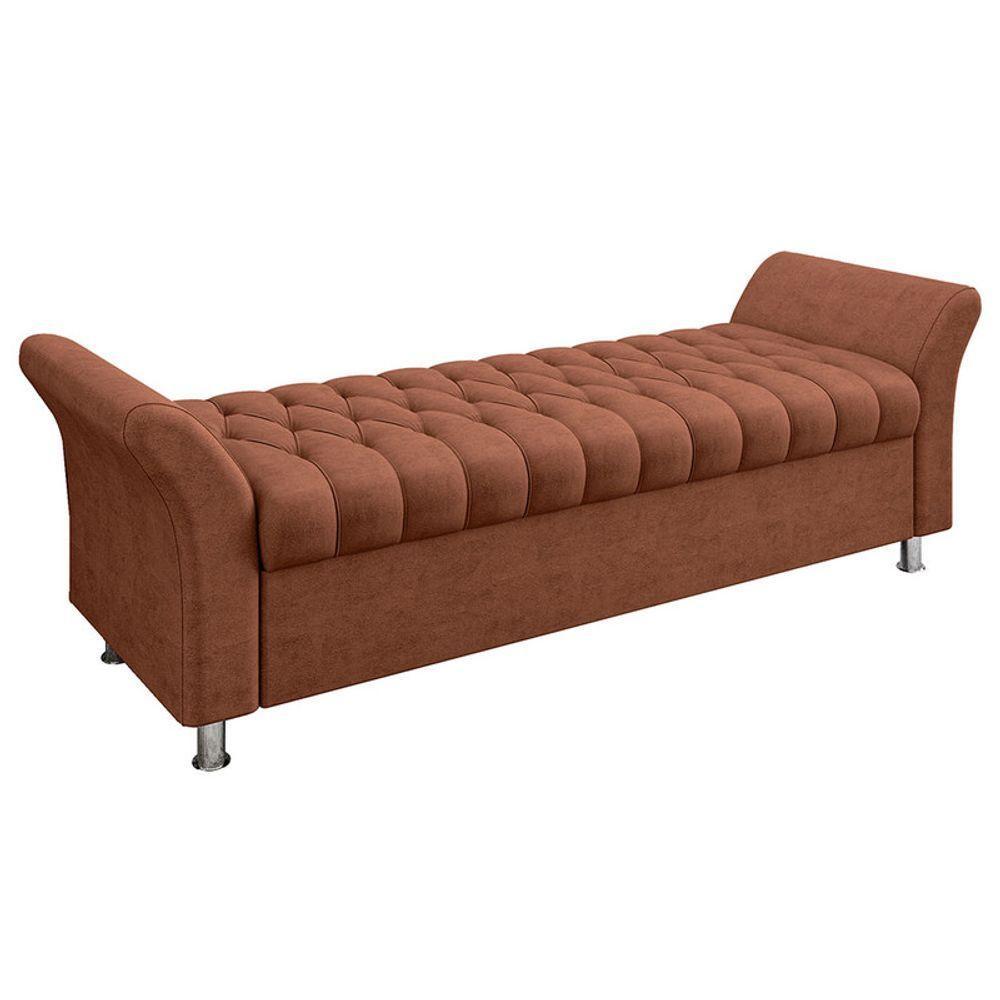 Recamier Puff Estofado Queen 160 Cm ágata Veludo Terracota - 3