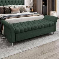 Recamier Puff Estofado Queen 160 Cm ágata Veludo Verde - 1