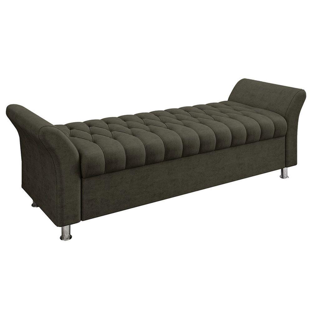 Recamier Puff Estofado Queen 160 Cm ágata Veludo Marrom - 2