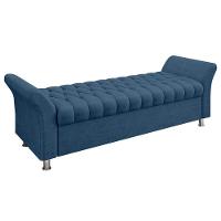 Recamier Puff Estofado Queen 160 Cm ágata Veludo Azul Marinho - 2