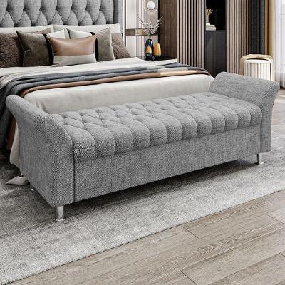 Recamier Puff Estofado Queen 160 Cm ágata Linho Cinza