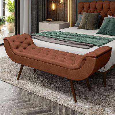 Recamier Puff Estofado Queen 160 Cm Drusa Veludo Terracota