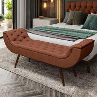 Recamier Puff Estofado Queen 160 Cm Drusa Veludo Terracota - 1