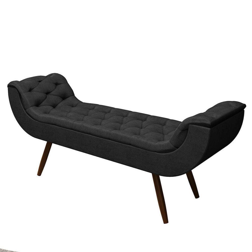 Recamier Puff Estofado Queen 160 Cm Drusa Veludo Preto - 2