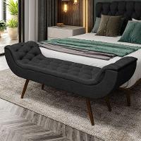 Recamier Puff Estofado Queen 160 Cm Drusa Veludo Preto - 1