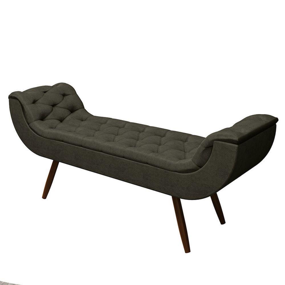 Recamier Puff Estofado Queen 160 Cm Drusa Veludo Marrom - 2