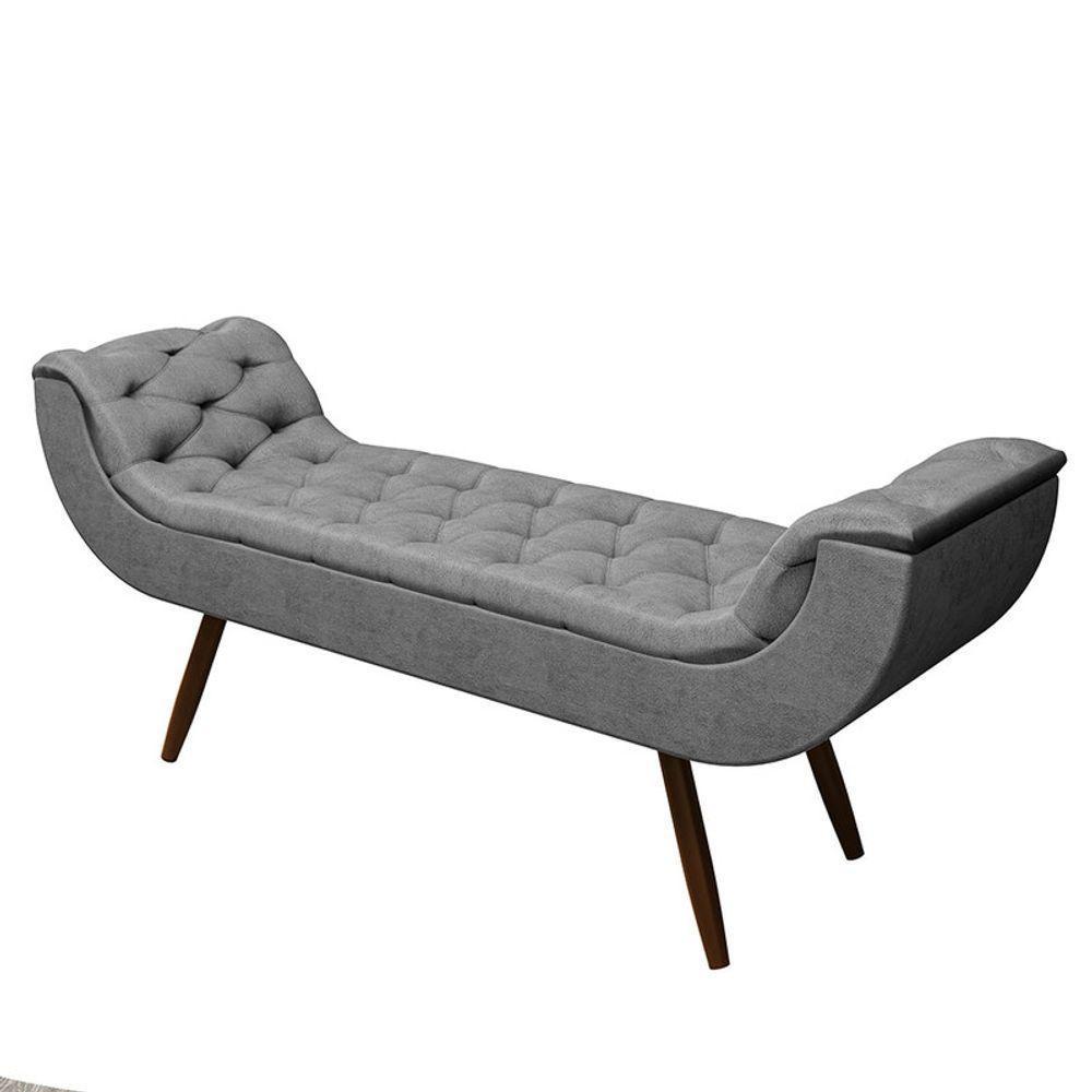 Recamier Puff Estofado Queen 160 Cm Drusa Veludo Cinza - 2