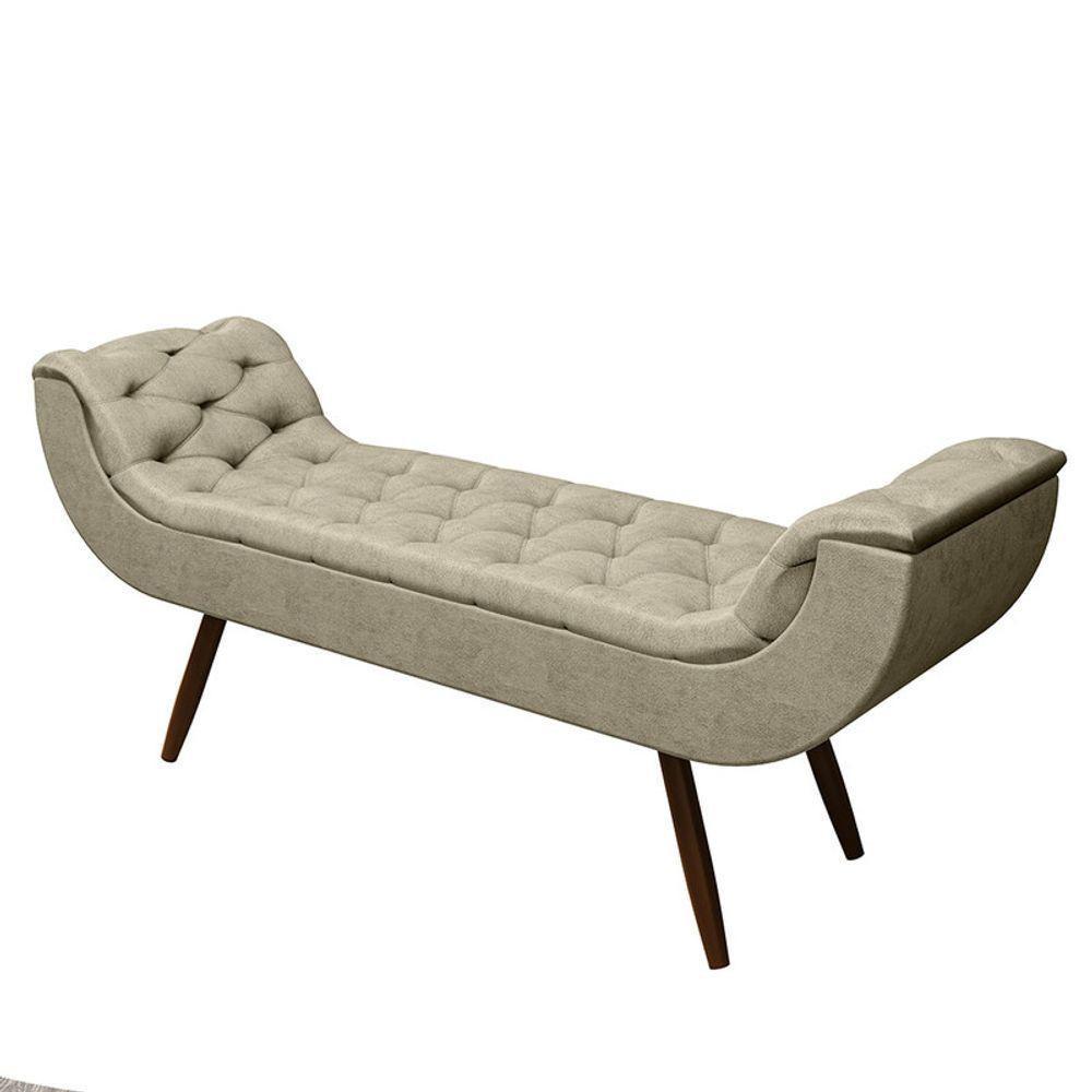Recamier Puff Estofado Queen 160 Cm Drusa Veludo Bege - 2