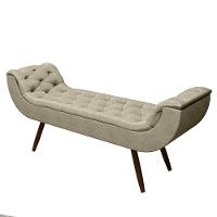 Recamier Puff Estofado Queen 160 Cm Drusa Veludo Bege - 2