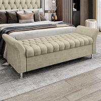 Recamier Puff Estofado King 195 Cm ágata Veludo Bege - 1