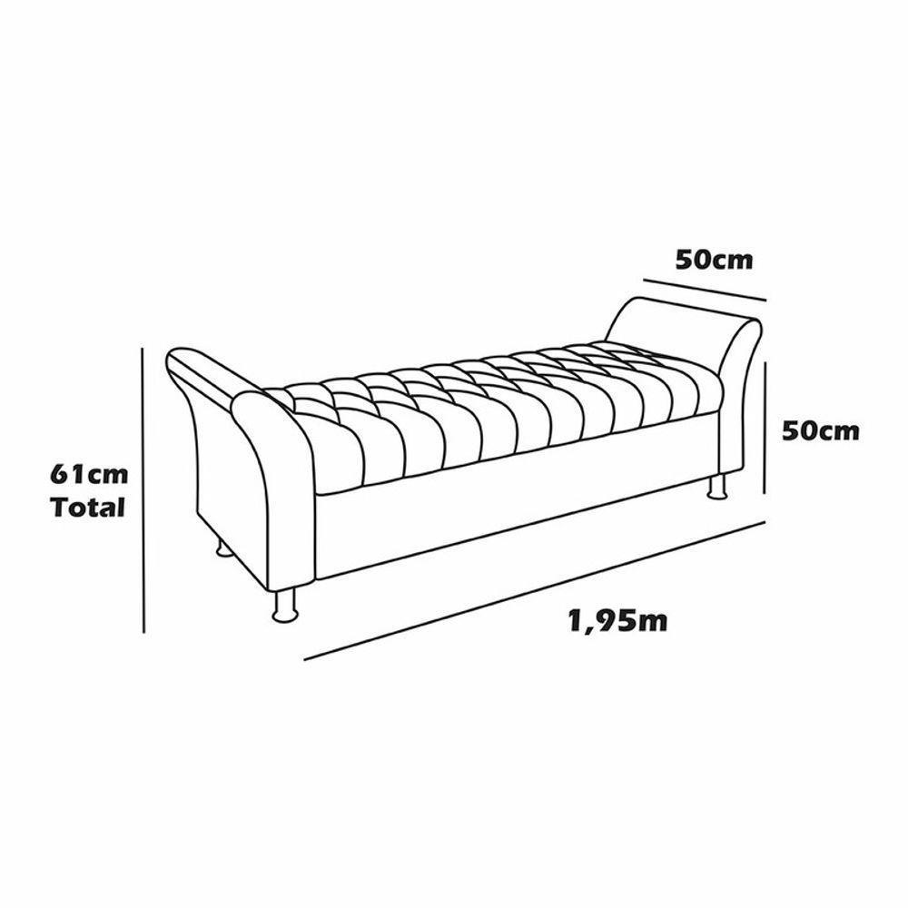 Recamier Puff Estofado King 195 Cm ágata Linho Cinza - 3