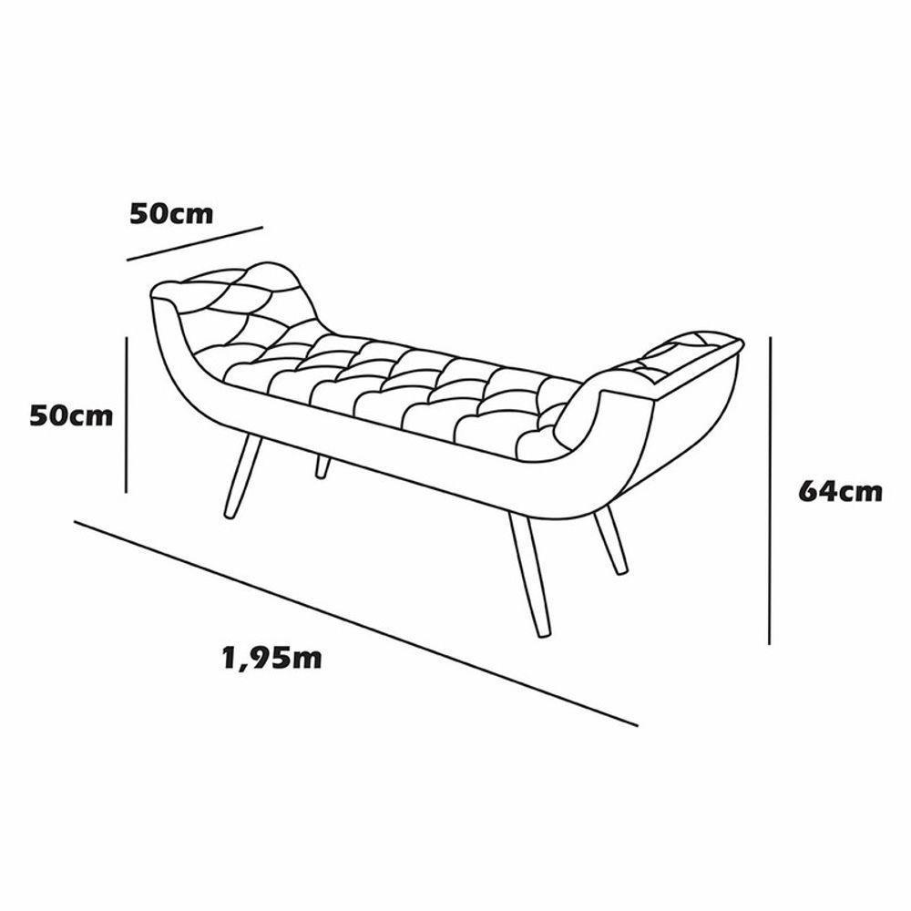 Recamier Puff Estofado King 195 Cm Drusa Veludo Marrom - 3