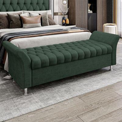 Recamier Puff Estofado Casal 140 Cm ágata Veludo Verde