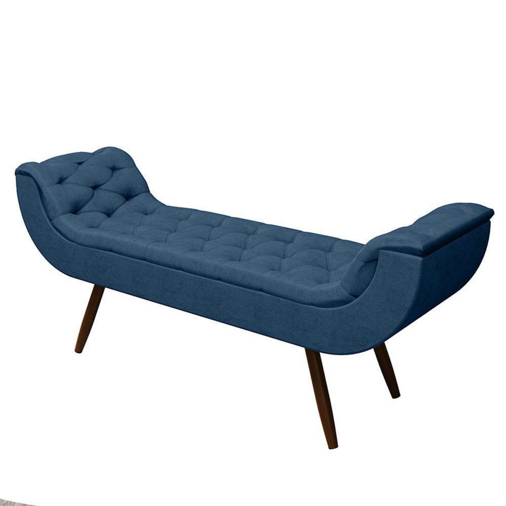 Recamier Puff Estofado King 195 Cm Drusa Veludo Azul Marinho - 2