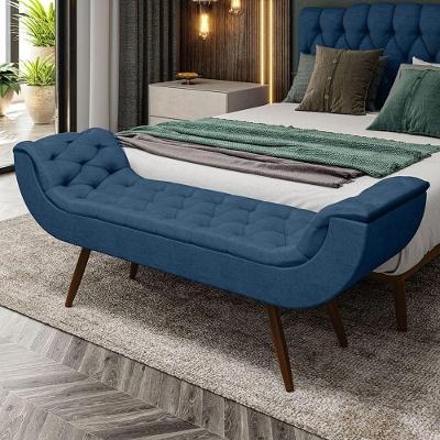 Recamier Puff Estofado King 195 Cm Drusa Veludo Azul Marinho