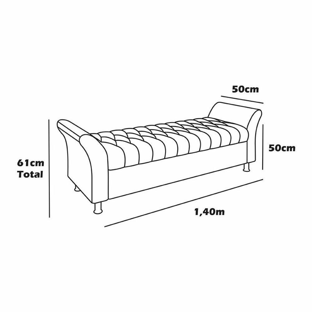 Recamier Puff Estofado Casal 140 Cm ágata Veludo Cinza - 3
