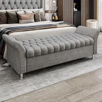 Recamier Puff Estofado Casal 140 Cm ágata Veludo Cinza - 1