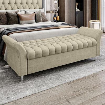 Recamier Puff Estofado Casal 140 Cm ágata Veludo Bege