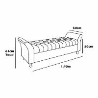 Recamier Puff Estofado Casal 140 Cm ágata Linho Cinza - 3