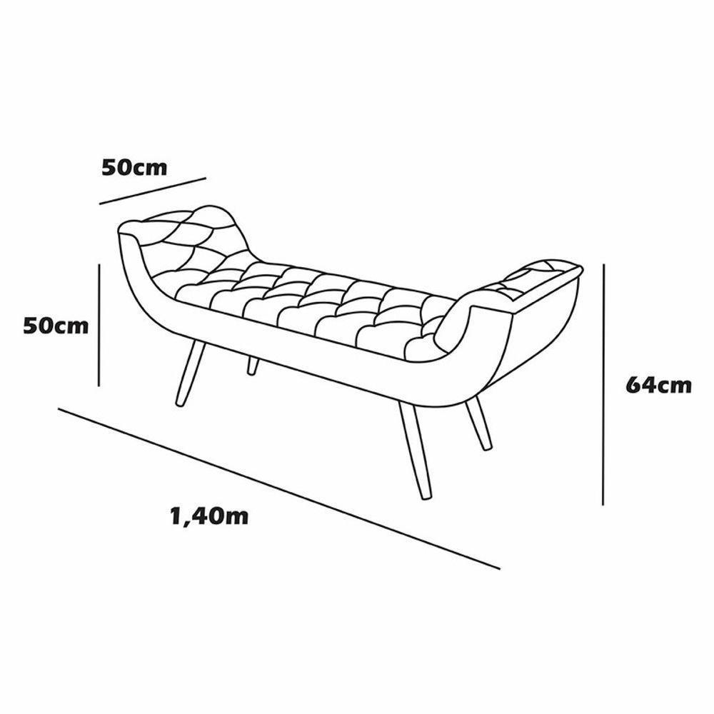 Recamier Puff Estofado Casal 140 Cm Drusa Veludo Marrom - 3