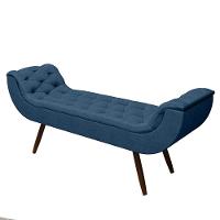 Recamier Puff Estofado Casal 140 Cm Drusa Veludo Azul Marinho - 2