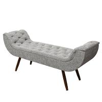 Recamier Puff Estofado Casal 140 Cm Drusa Linho Cinza - 2